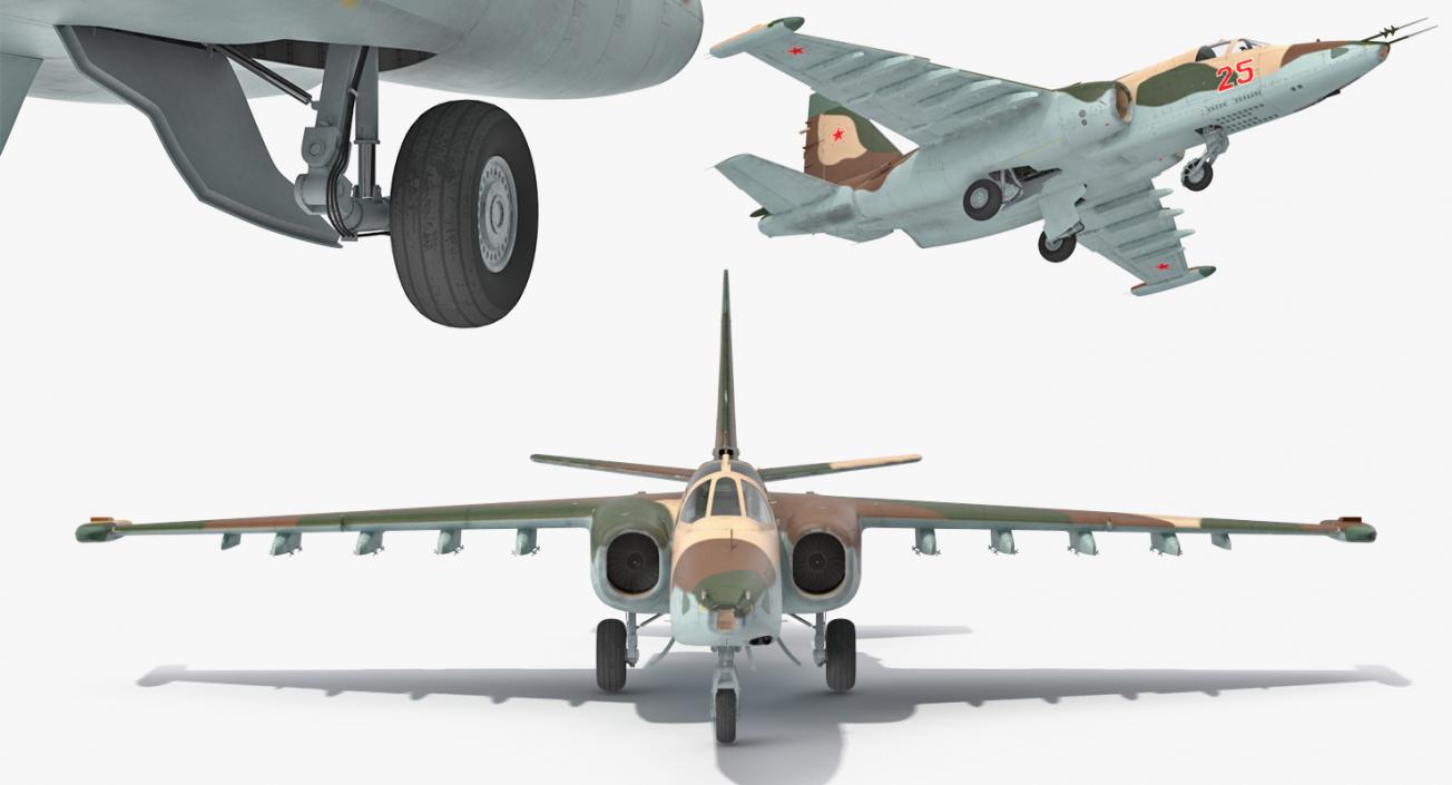 Sukhoi Su25 Grach Rigged 3D model