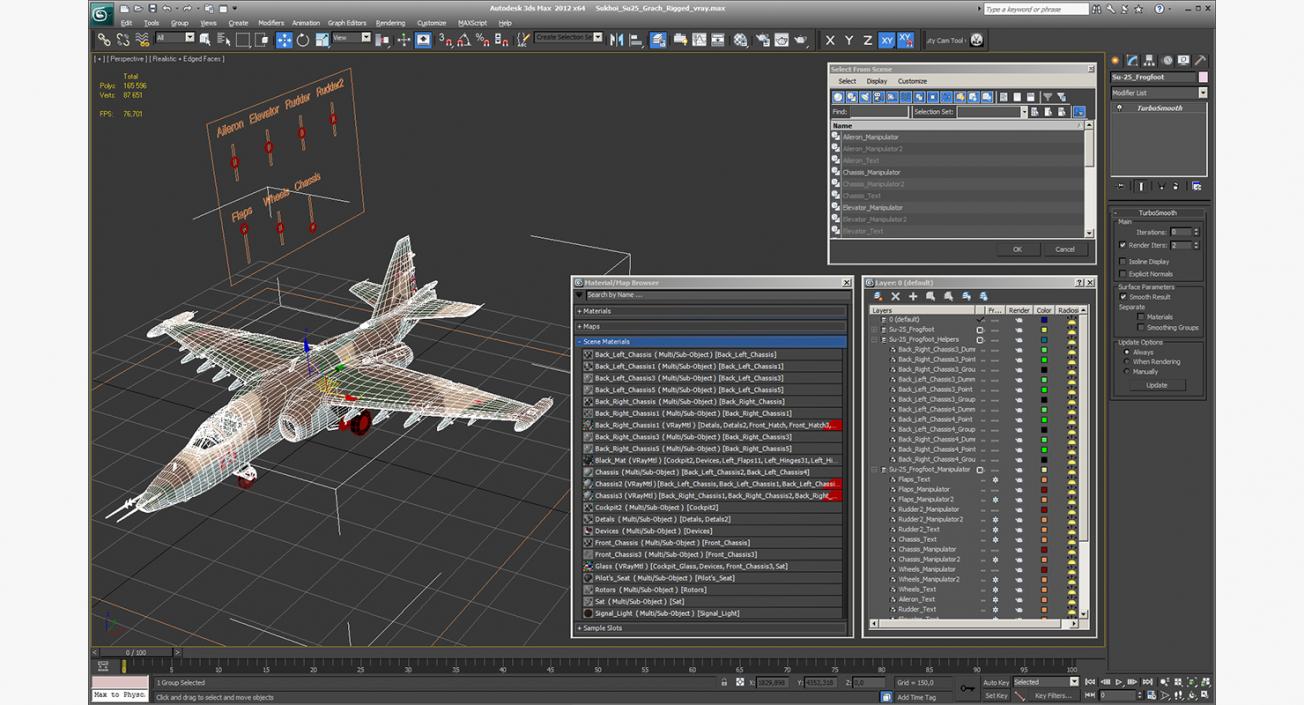 Sukhoi Su25 Grach Rigged 3D model