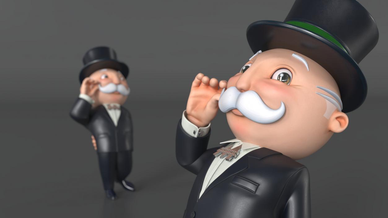 3D model Mr Monopoly Moustache Twirl Pose for 3D Print