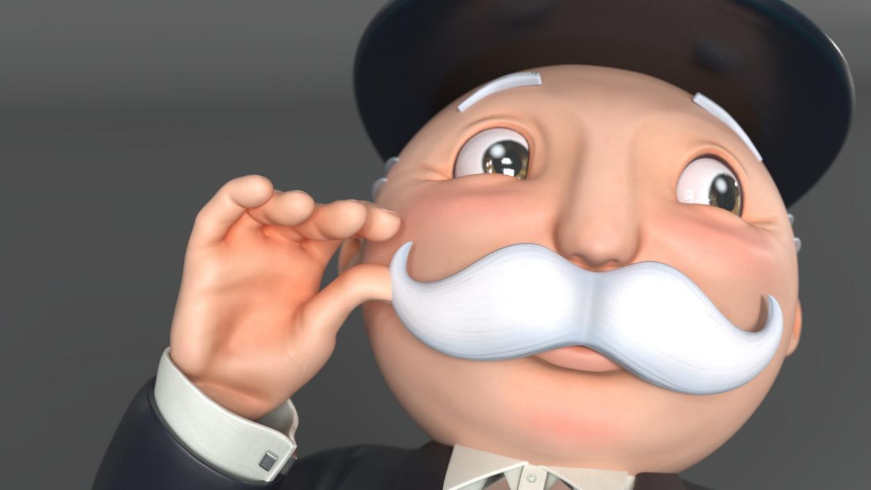 3D model Mr Monopoly Moustache Twirl Pose for 3D Print