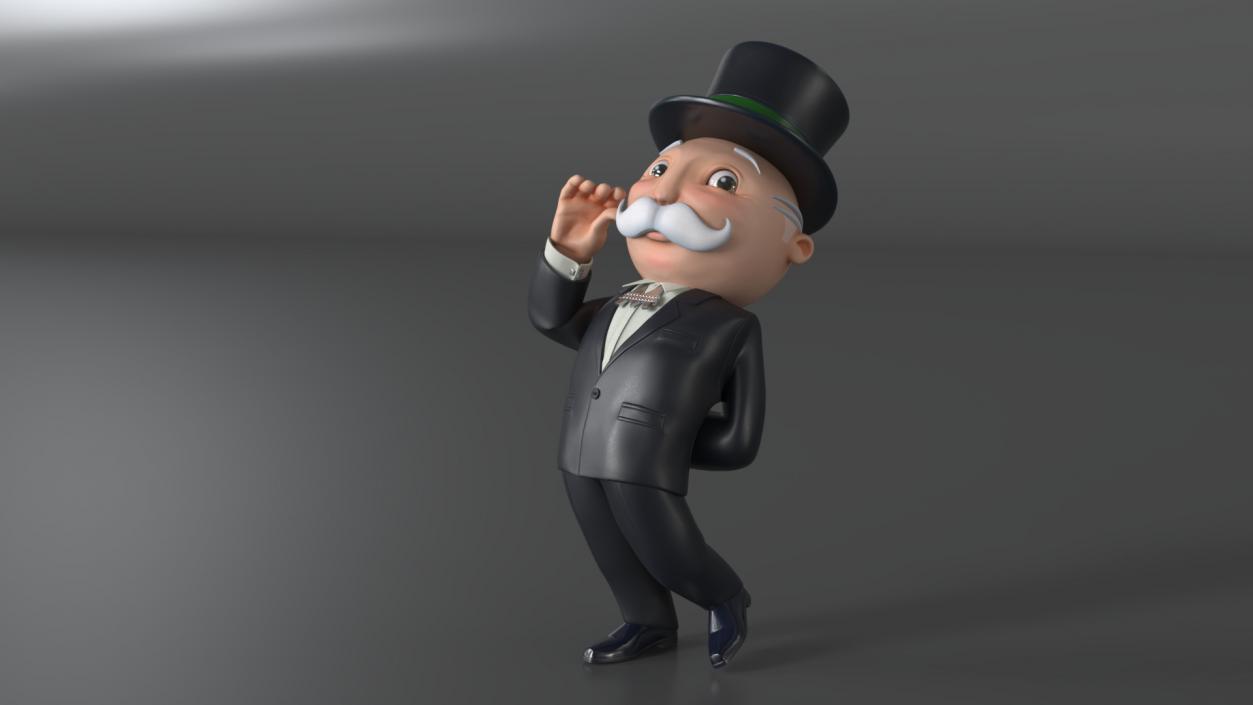 3D model Mr Monopoly Moustache Twirl Pose for 3D Print