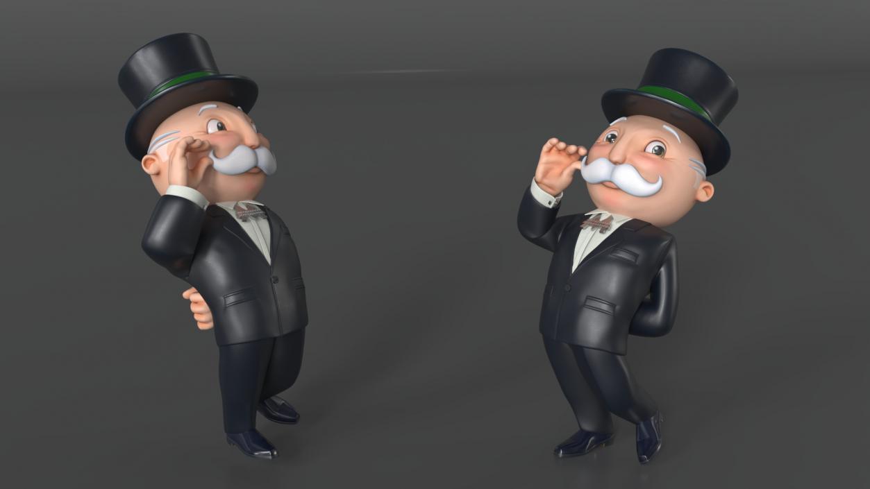 3D model Mr Monopoly Moustache Twirl Pose for 3D Print