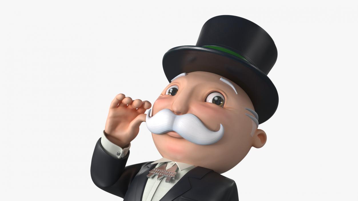 3D model Mr Monopoly Moustache Twirl Pose for 3D Print