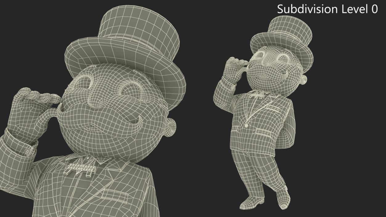 3D model Mr Monopoly Moustache Twirl Pose for 3D Print