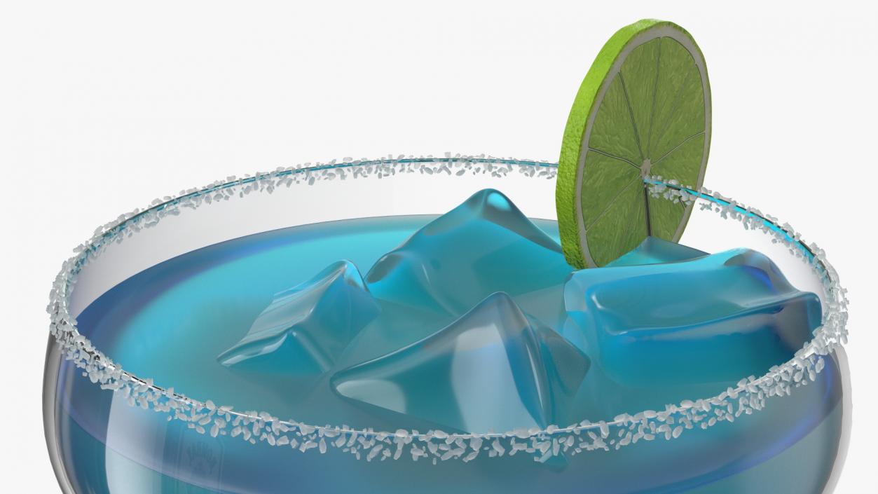 3D model Blue Margarita Cocktail with Ingredients