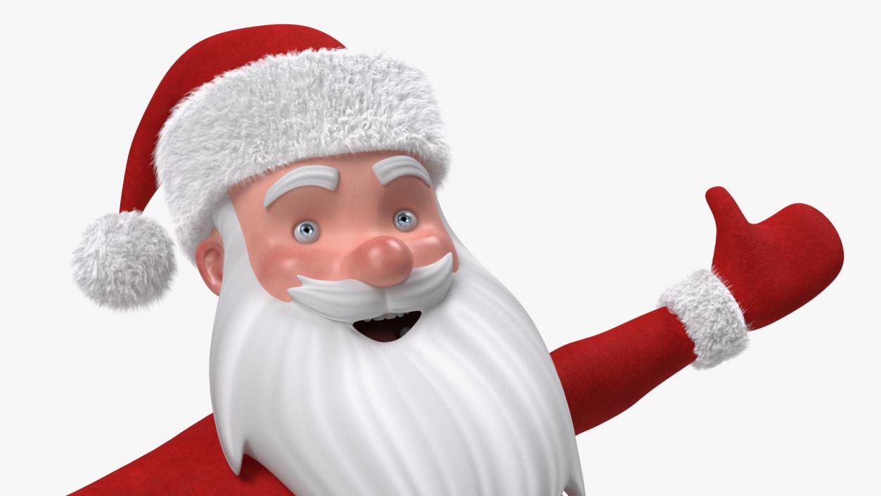 Character Santa Claus Cartoon Happy Pose Fur 3D model