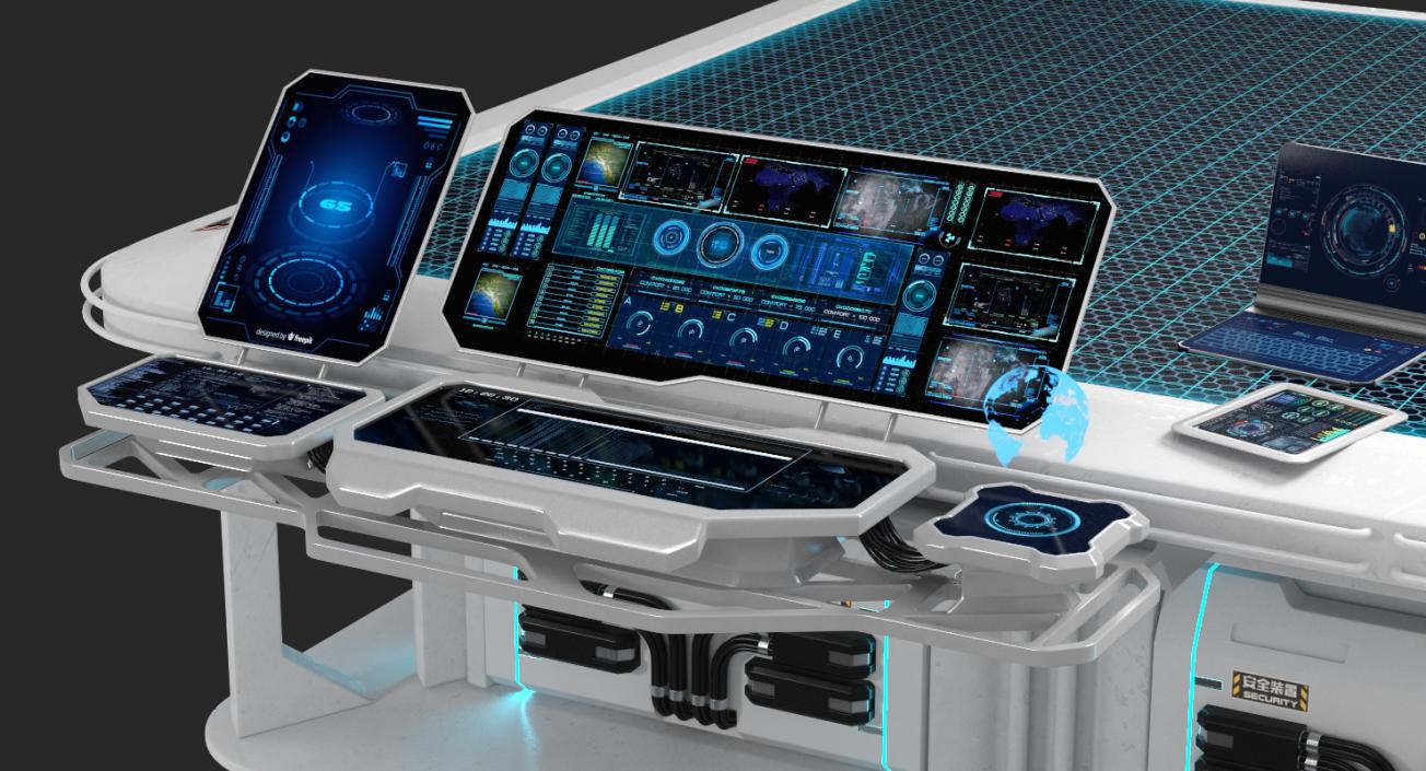 3D model Sci-Fi Hologram Table with Control Panel