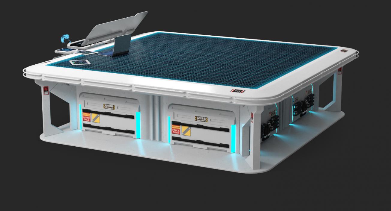 3D model Sci-Fi Hologram Table with Control Panel