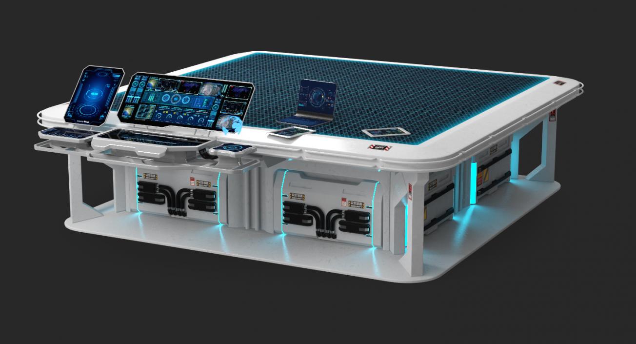 3D model Sci-Fi Hologram Table with Control Panel