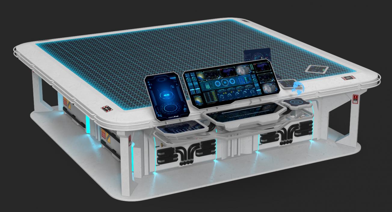 3D model Sci-Fi Hologram Table with Control Panel