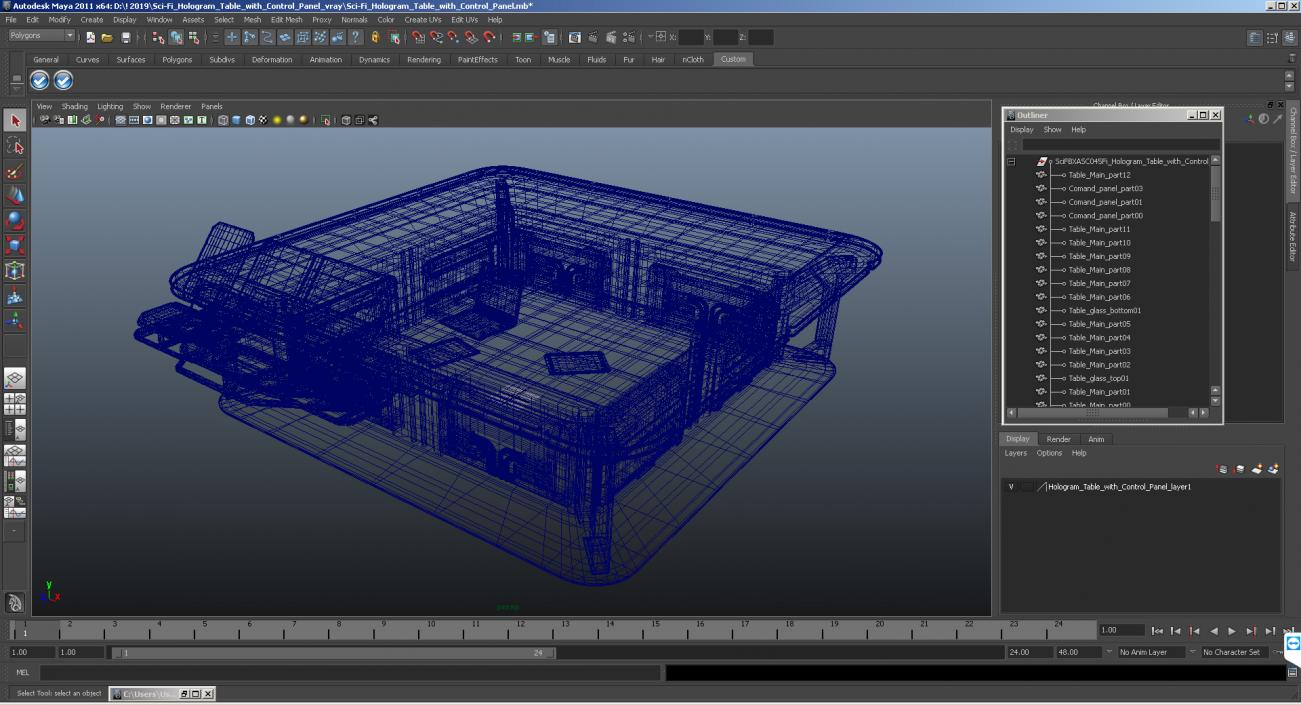 3D model Sci-Fi Hologram Table with Control Panel