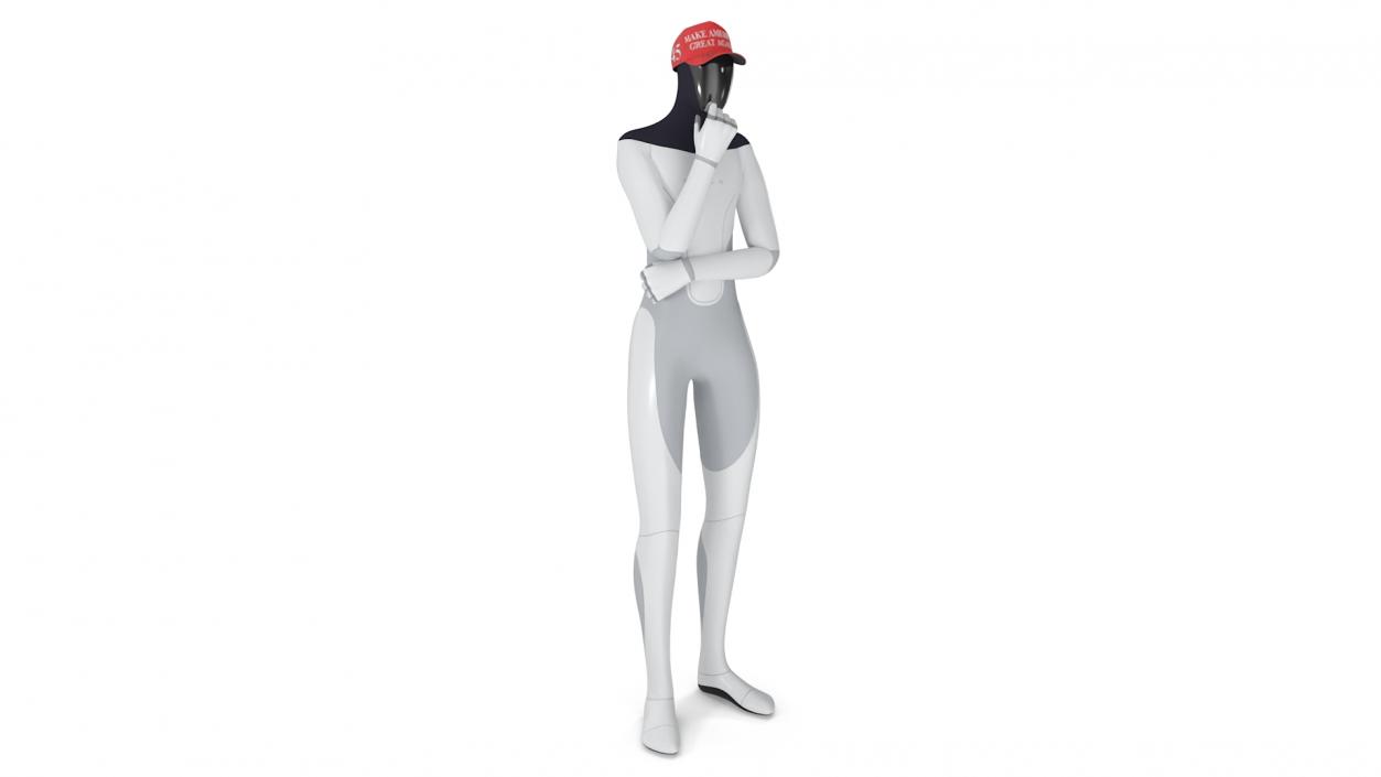 3D model Tesla Bot Standing Pose in MAGA Hat