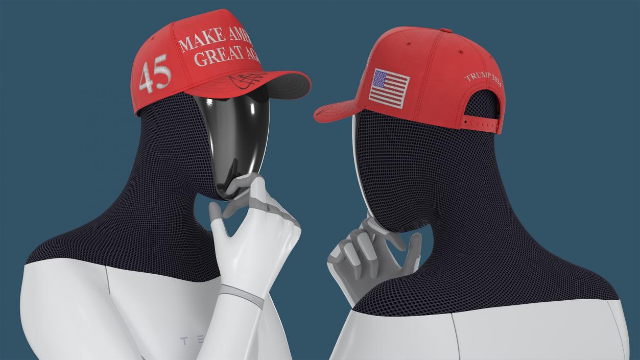 3D model Tesla Bot Standing Pose in MAGA Hat