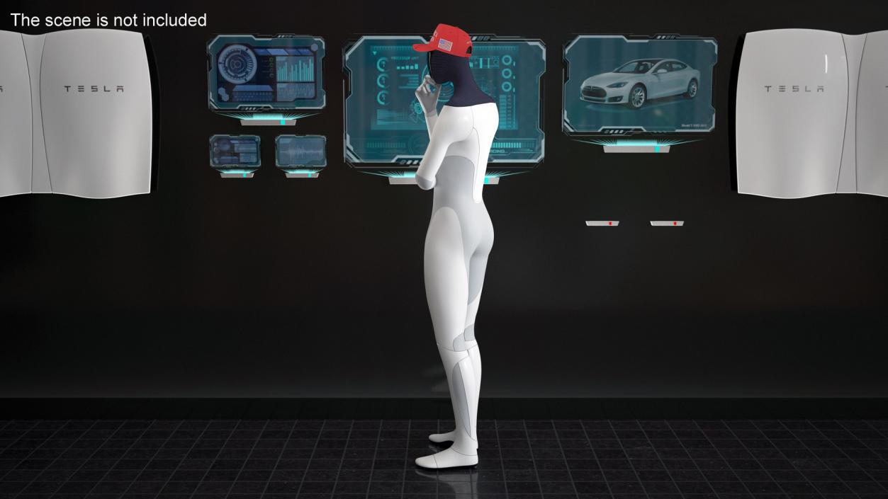 3D model Tesla Bot Standing Pose in MAGA Hat