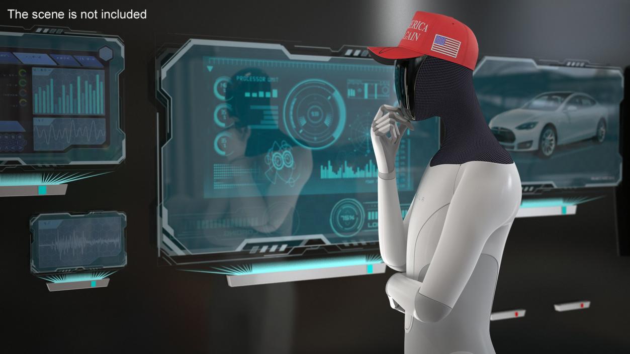 3D model Tesla Bot Standing Pose in MAGA Hat