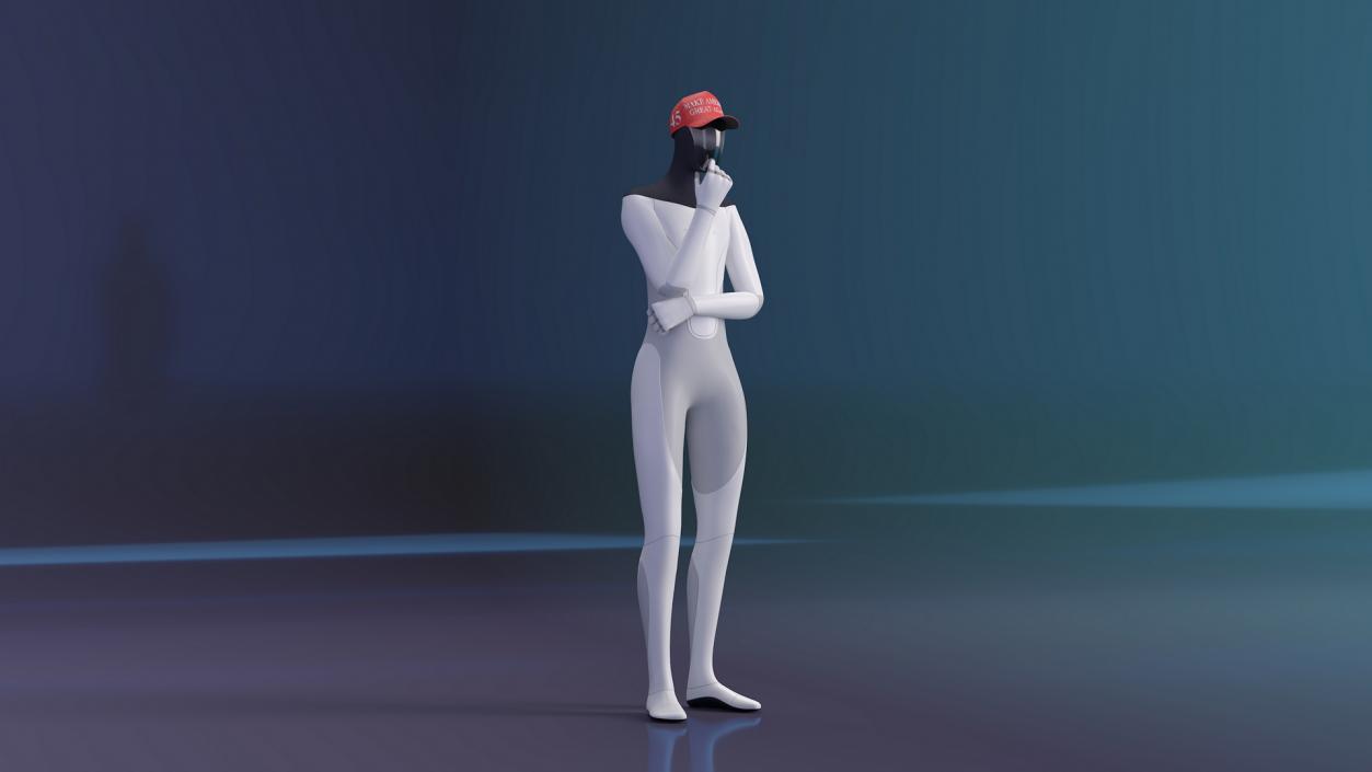 3D model Tesla Bot Standing Pose in MAGA Hat