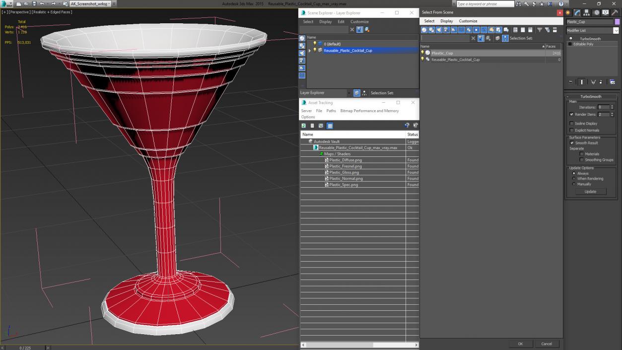 Reusable Plastic Cocktail Cup 3D model