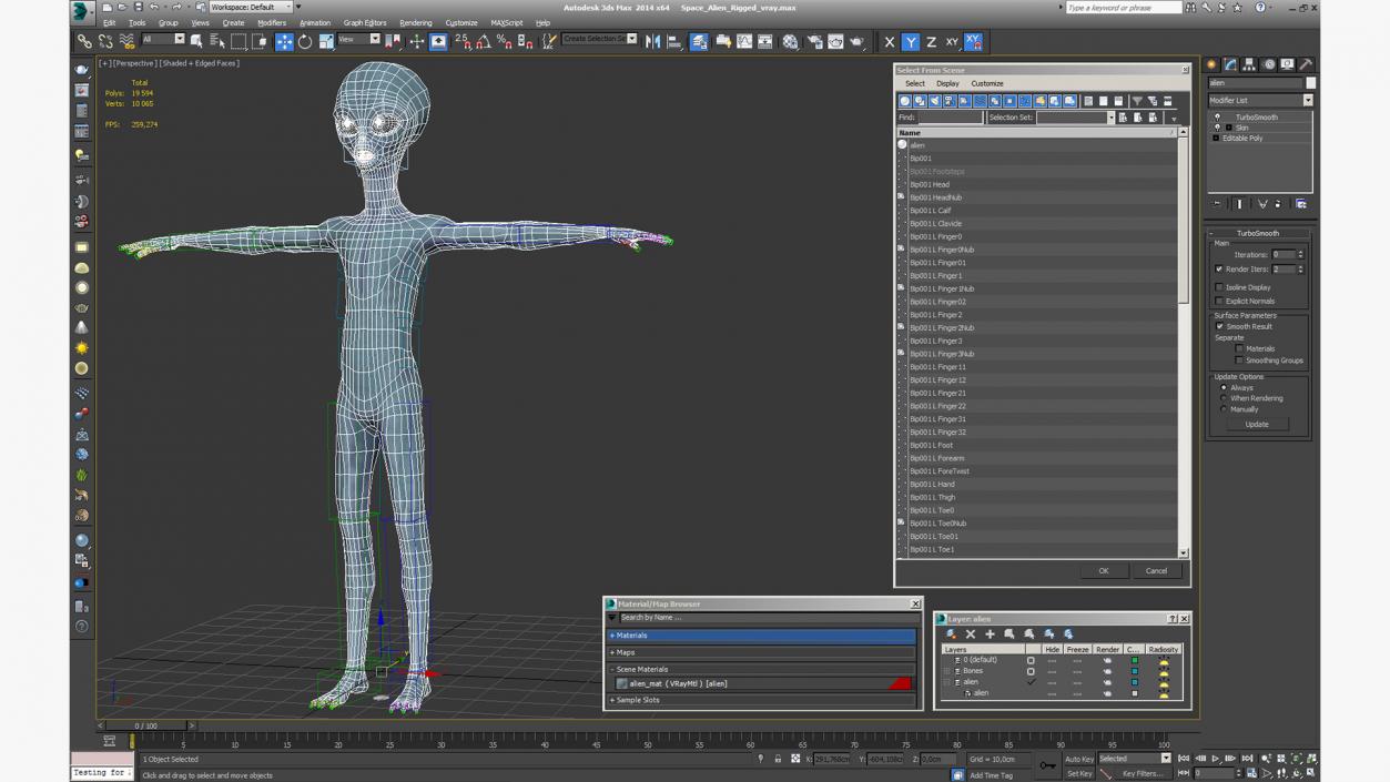 3D Space Alien Rigged model