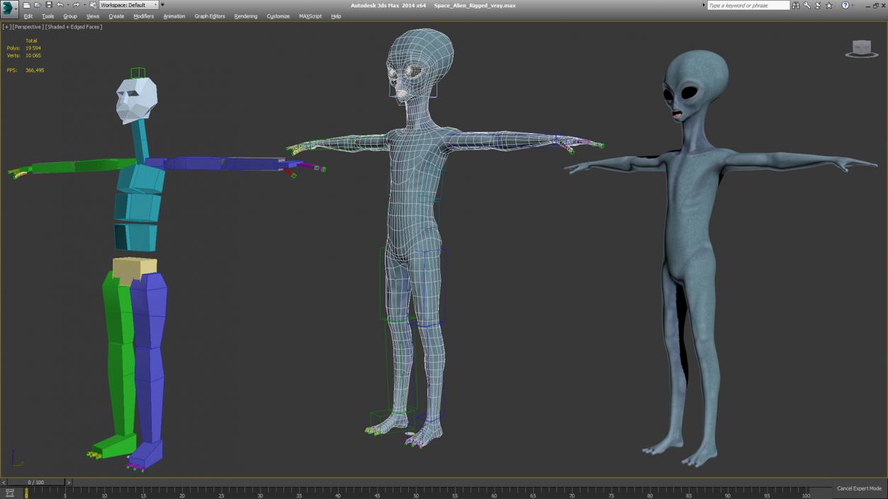 3D Space Alien Rigged model