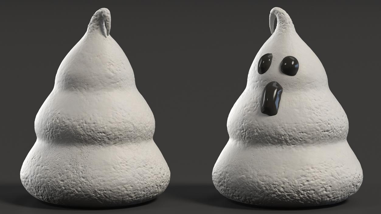 3D Meringue Cookie Ghost Shape White model