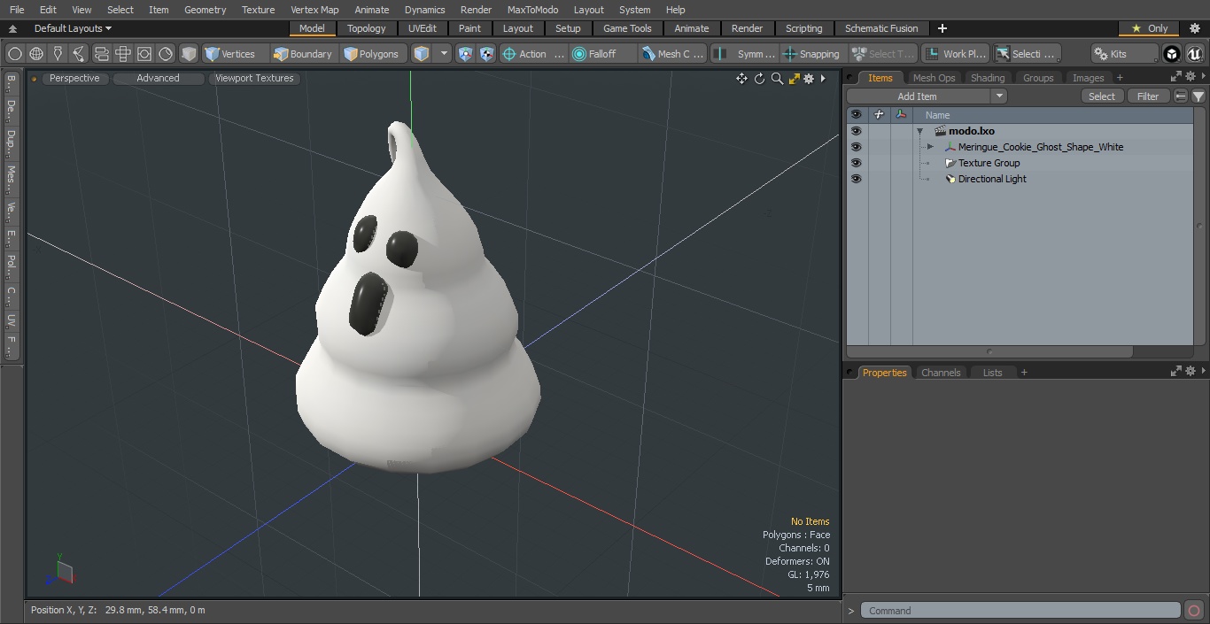 3D Meringue Cookie Ghost Shape White model