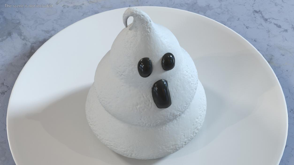 3D Meringue Cookie Ghost Shape White model