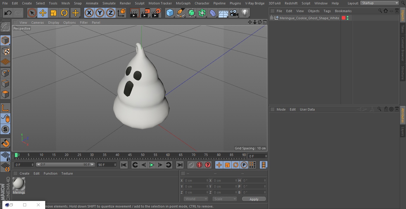 3D Meringue Cookie Ghost Shape White model