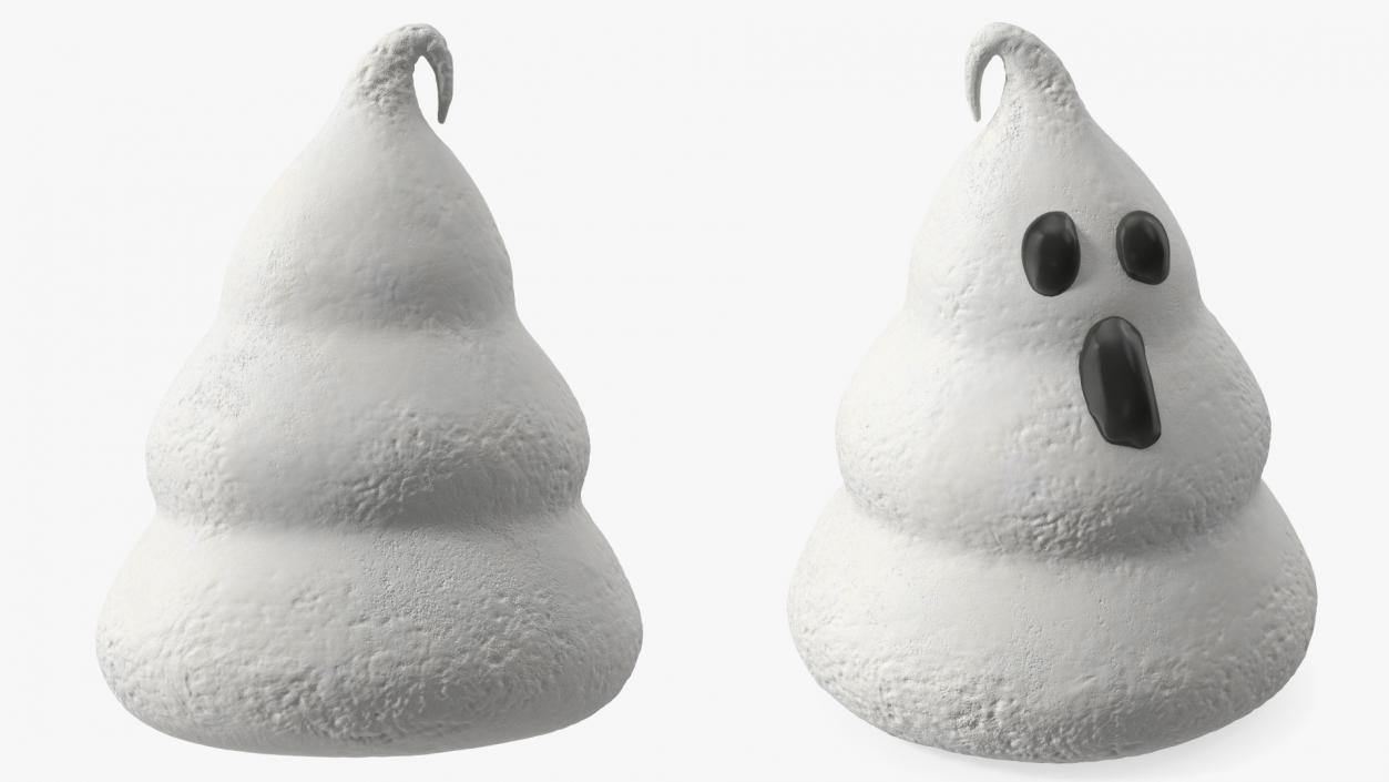 3D Meringue Cookie Ghost Shape White model