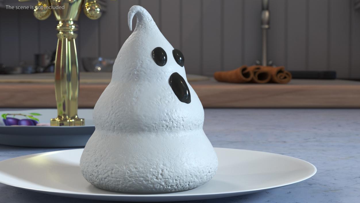 3D Meringue Cookie Ghost Shape White model