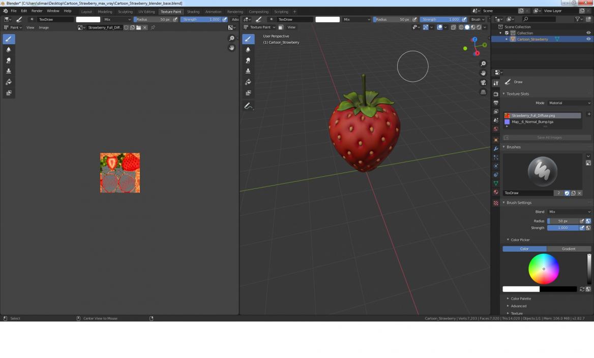 3D Cartoon Strawberry model