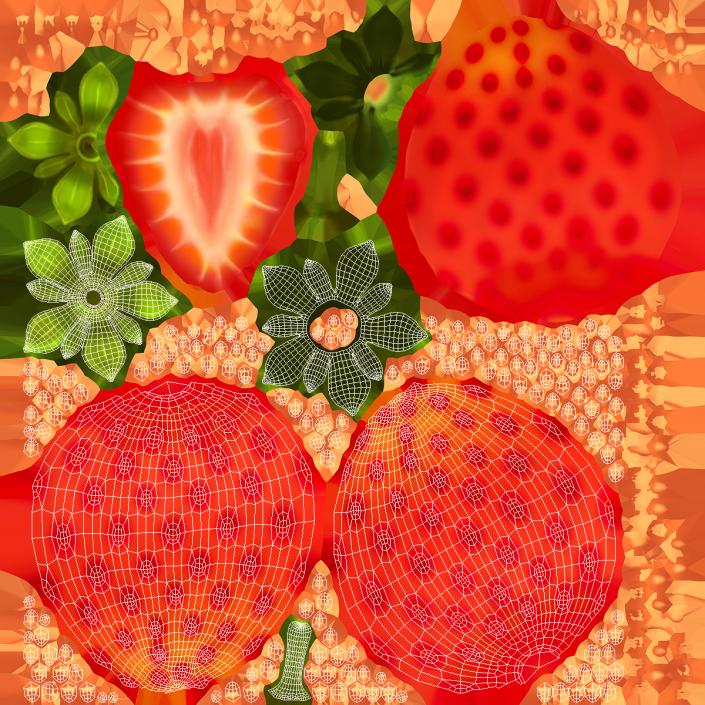 3D Cartoon Strawberry model