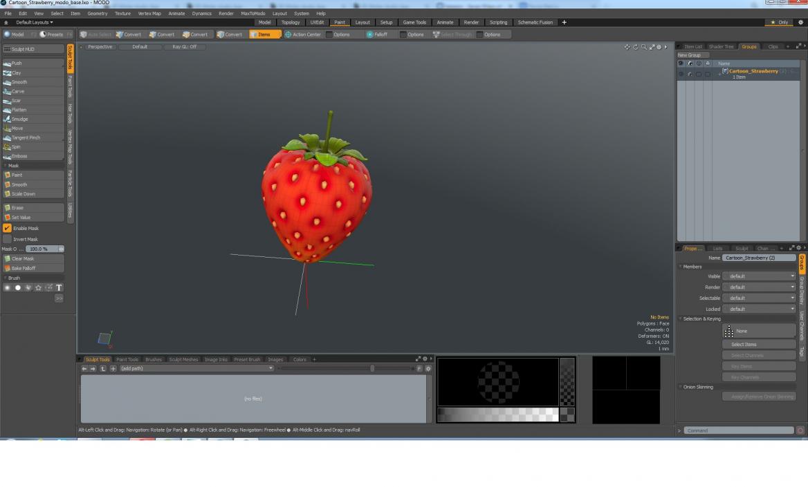 3D Cartoon Strawberry model