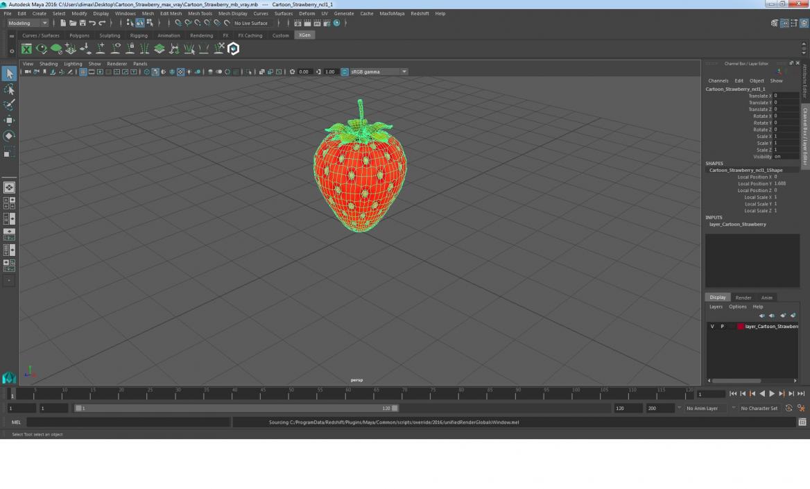 3D Cartoon Strawberry model