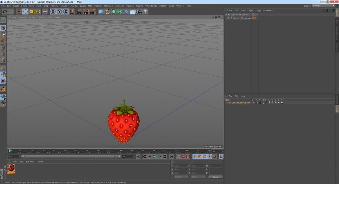 3D Cartoon Strawberry model