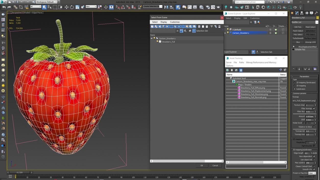 3D Cartoon Strawberry model