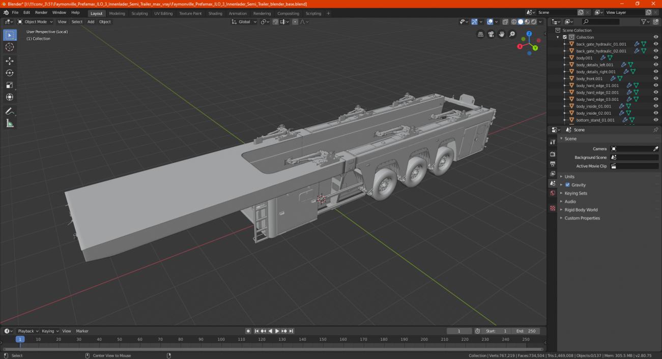 3D model Faymonville Prefamax ILO 3 Innenlader Semi Trailer