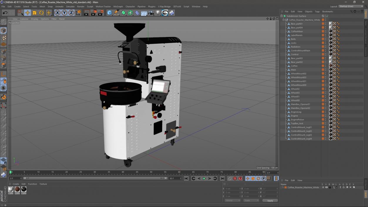 3D Coffee Roaster Machine White model