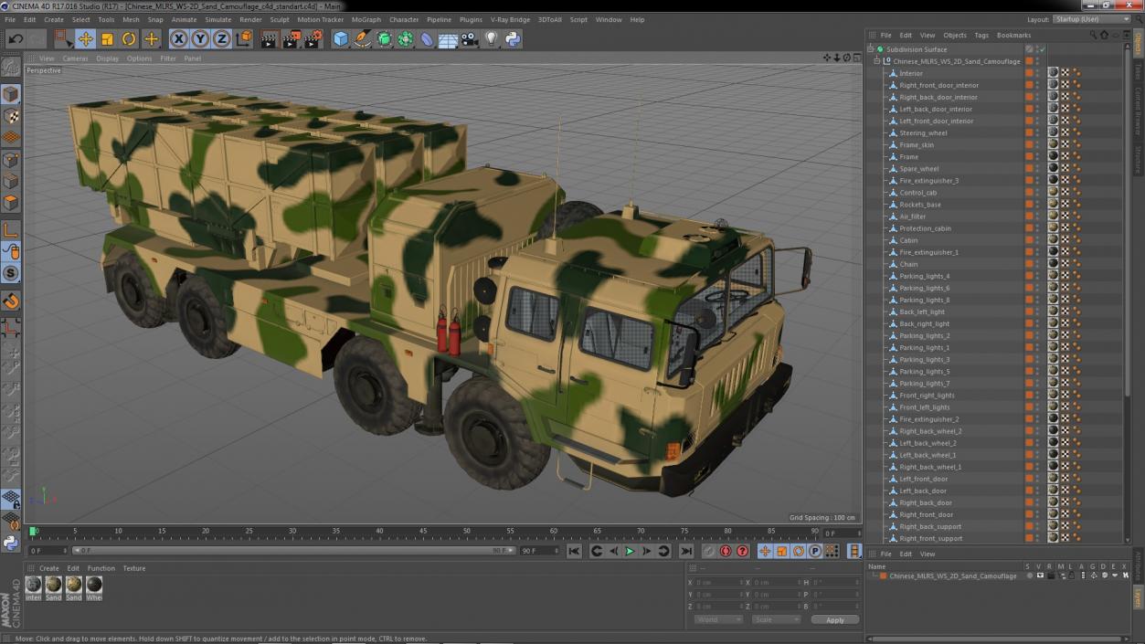 Chinese MLRS WS-2D Sand Camouflage 3D model