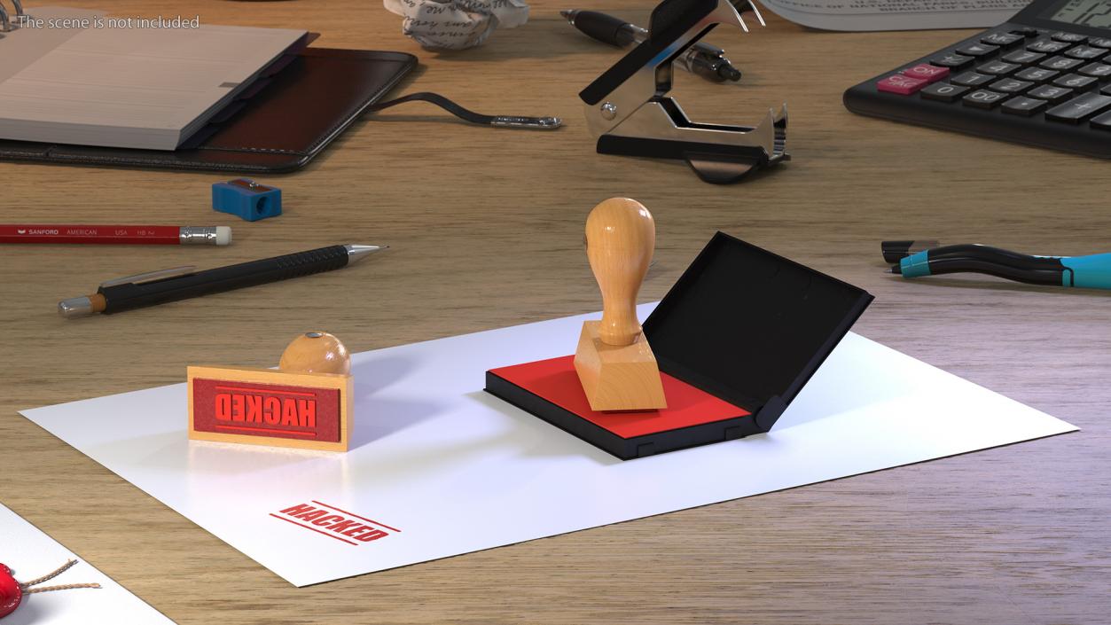 3D Wood Stamp with Inkpad Hacked Set model