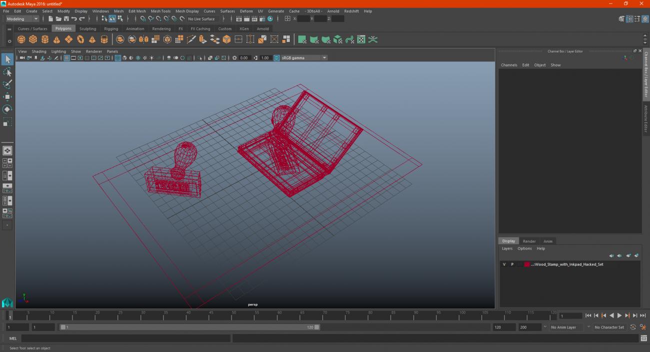 3D Wood Stamp with Inkpad Hacked Set model