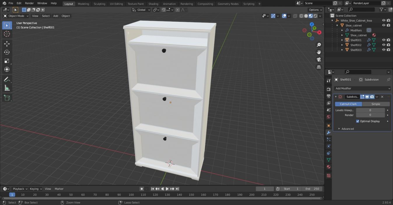 3D White Shoe Cabinet Ikea model