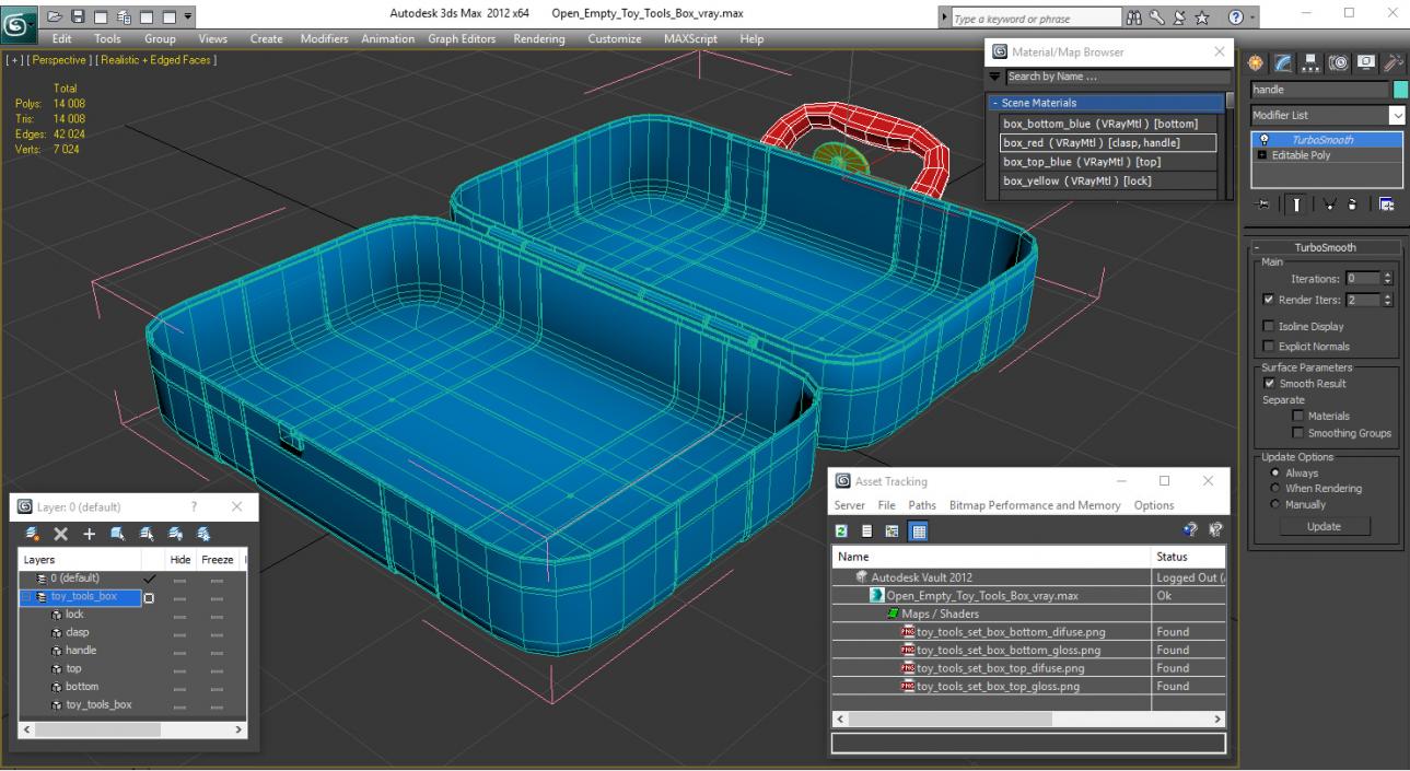 Open Empty Toy Tools Box 3D model