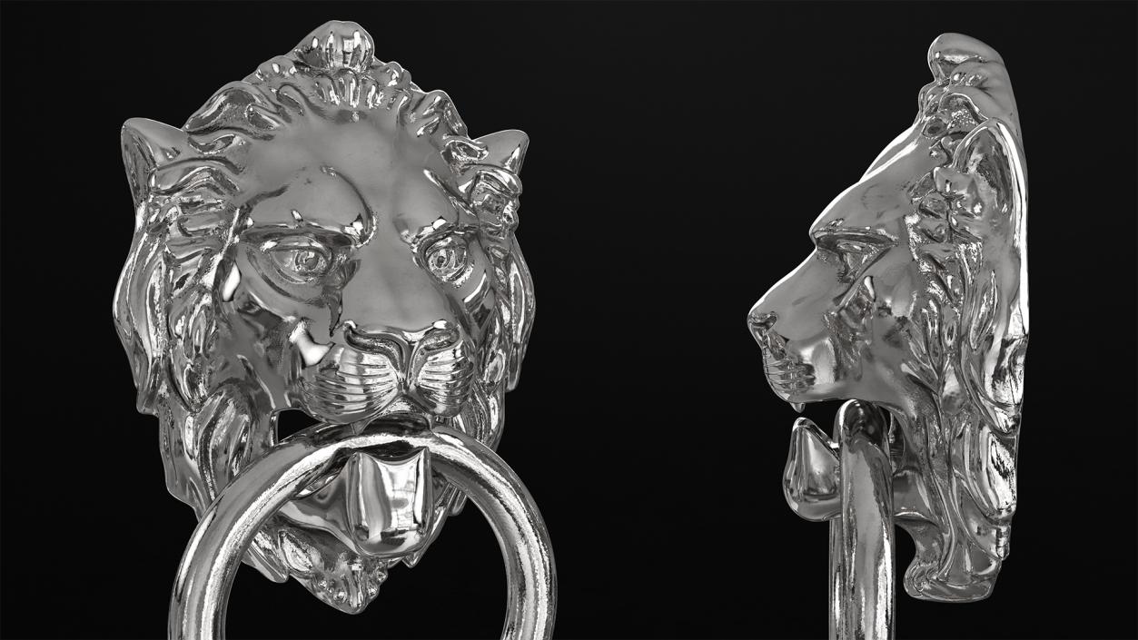 Lion Door Knocker Silver 3D model