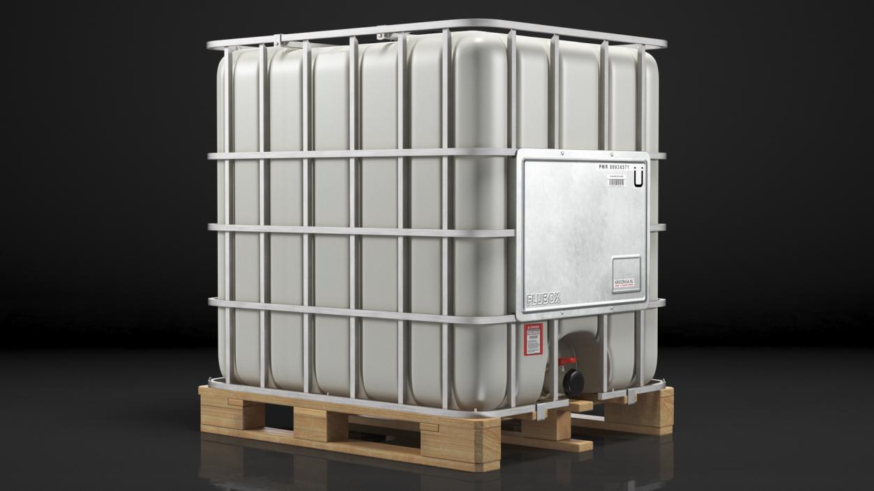 Kruizinga IBC Fluid Container 1000 Litre Wooden Pallet 3D model