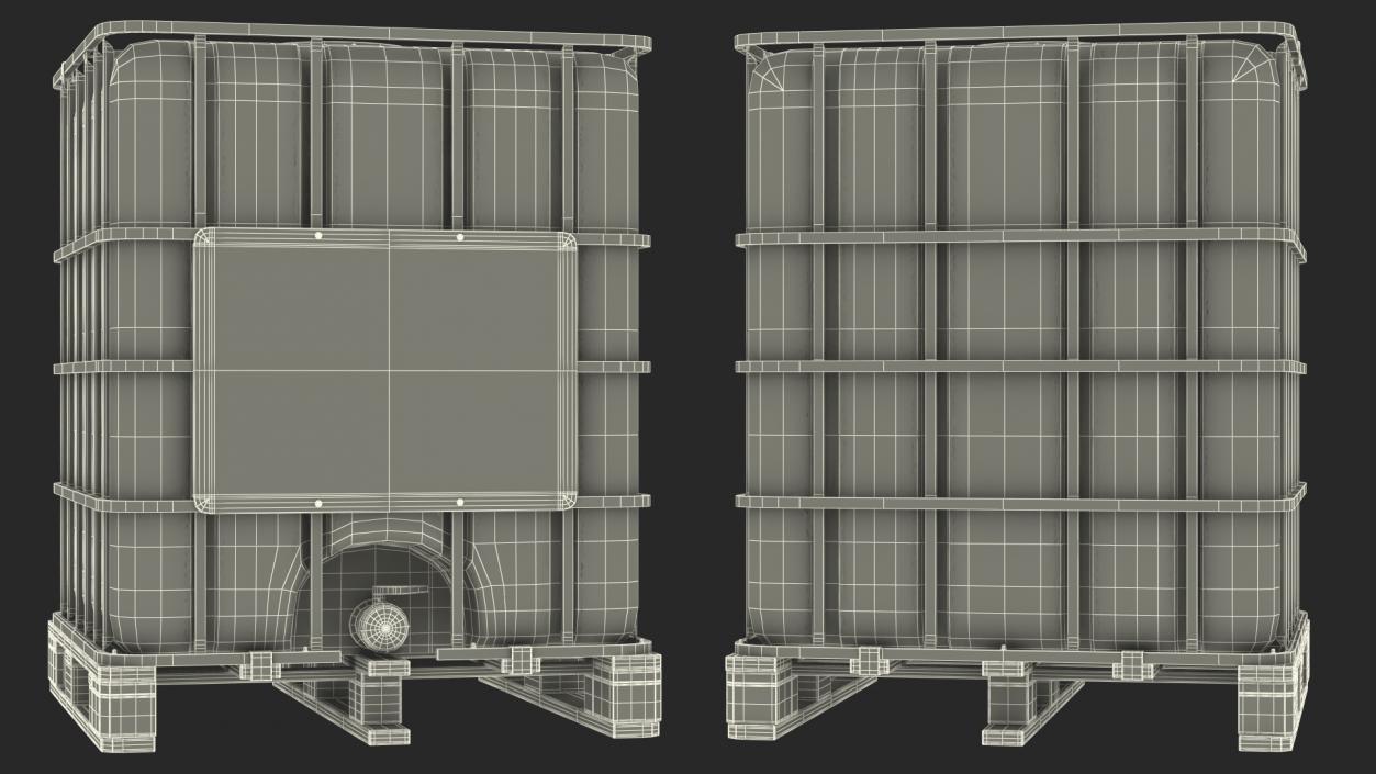 Kruizinga IBC Fluid Container 1000 Litre Wooden Pallet 3D model