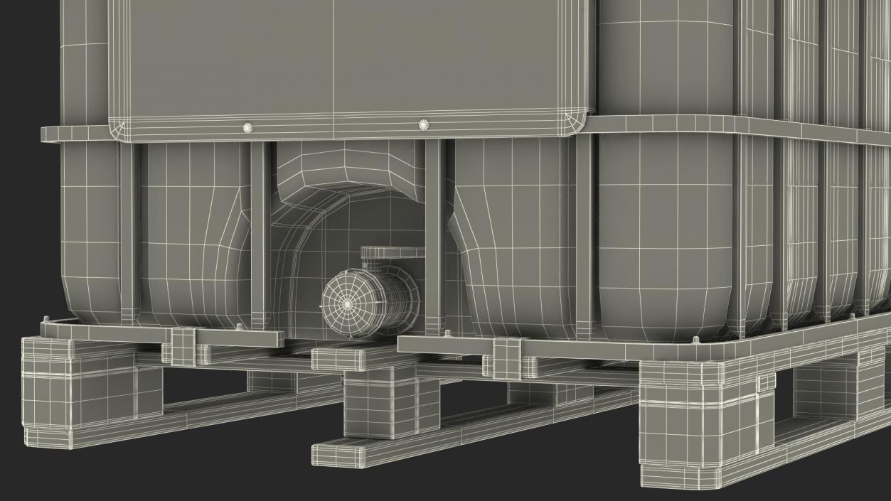 Kruizinga IBC Fluid Container 1000 Litre Wooden Pallet 3D model