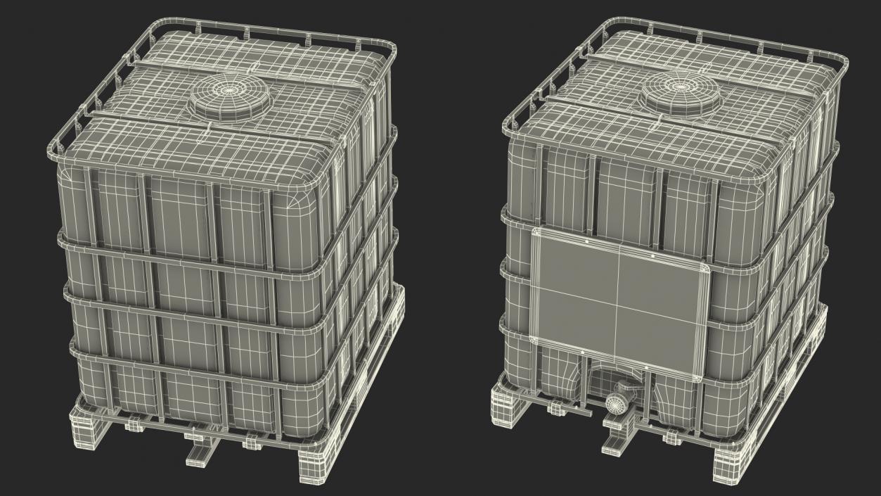 Kruizinga IBC Fluid Container 1000 Litre Wooden Pallet 3D model