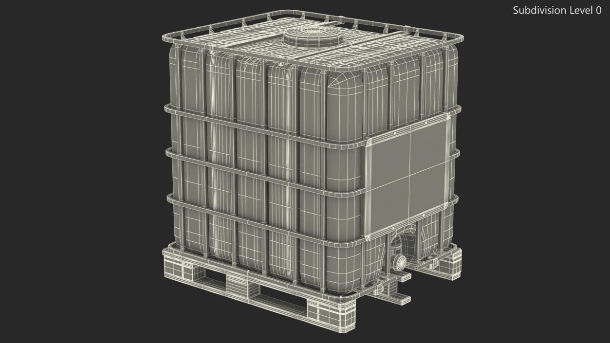 Kruizinga IBC Fluid Container 1000 Litre Wooden Pallet 3D model