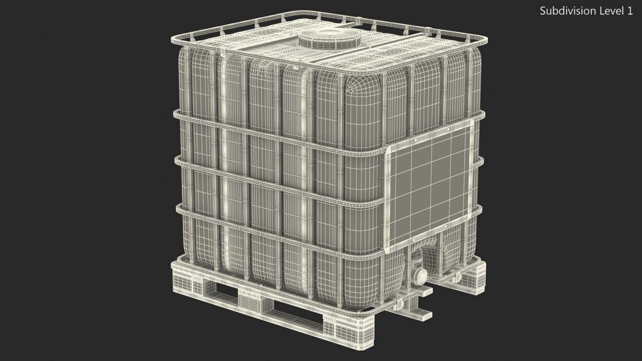 Kruizinga IBC Fluid Container 1000 Litre Wooden Pallet 3D model