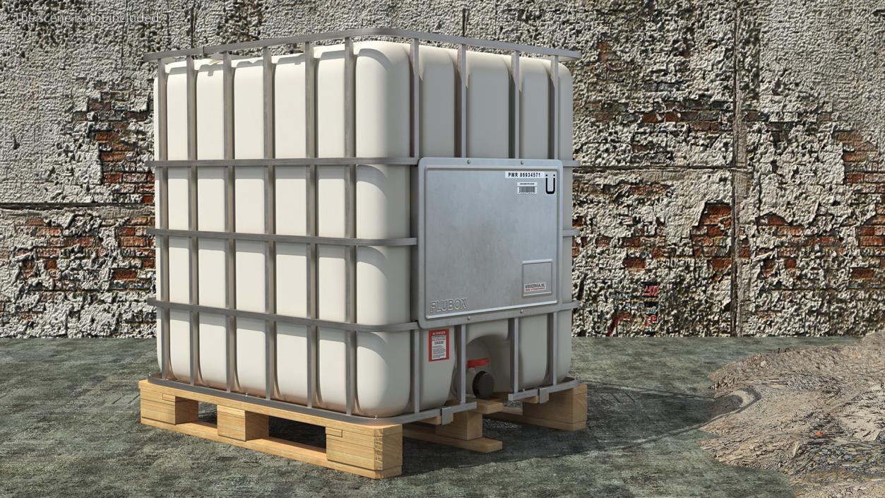 Kruizinga IBC Fluid Container 1000 Litre Wooden Pallet 3D model